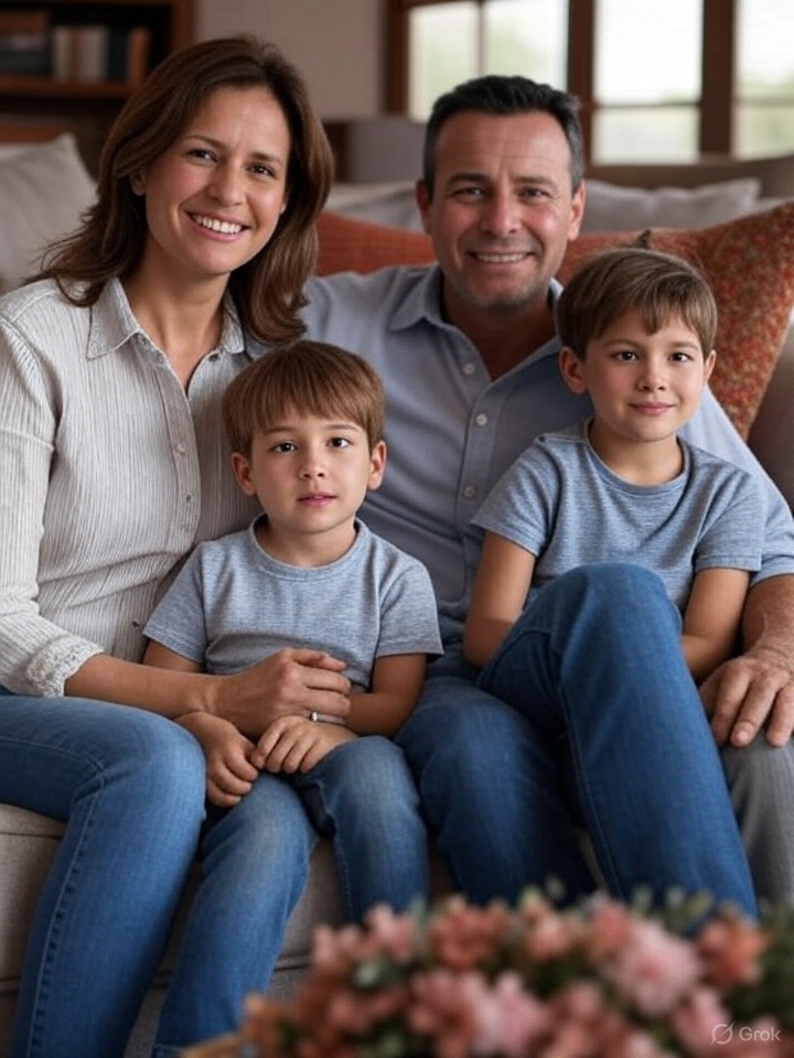 Familia celebrando devolución de dinero